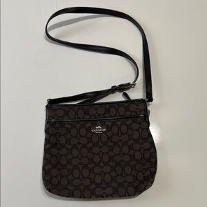 Coach Black Monogram Crossbody Bag with Silver Hardware